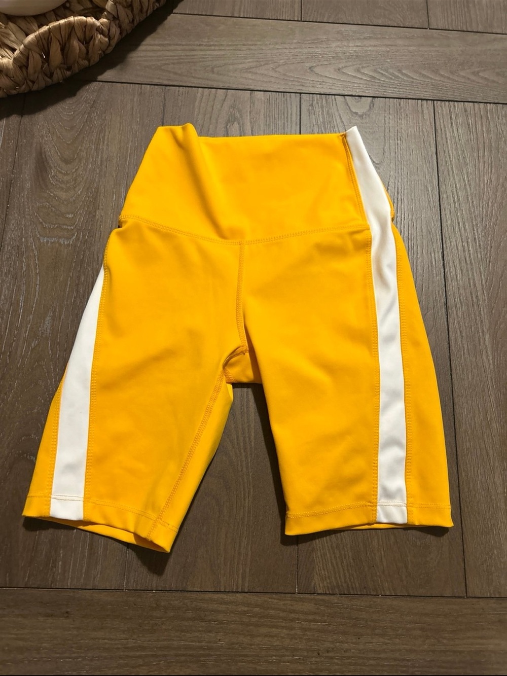 Splits59 Yellow with White Stripe Athletic Bike Shorts